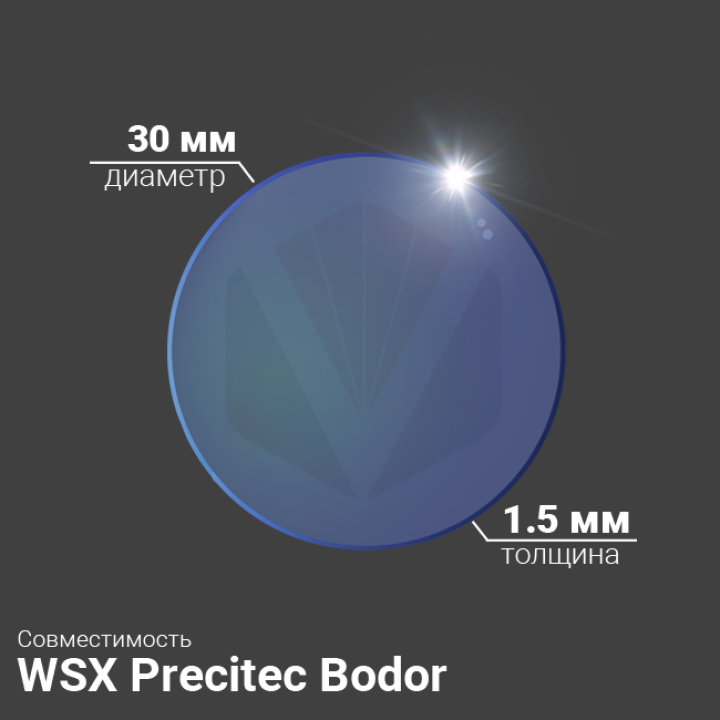 Защитное стекло Ø 30x1.5 мм, кварц, AR/AR@1064 нм